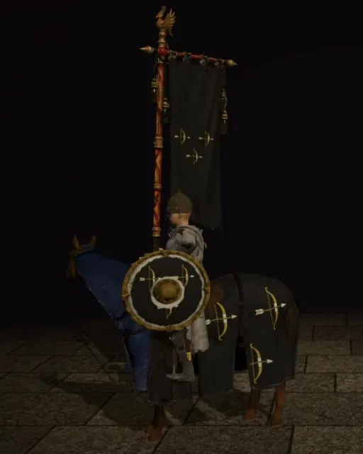 Ein Reiter unter schwarzem Banner